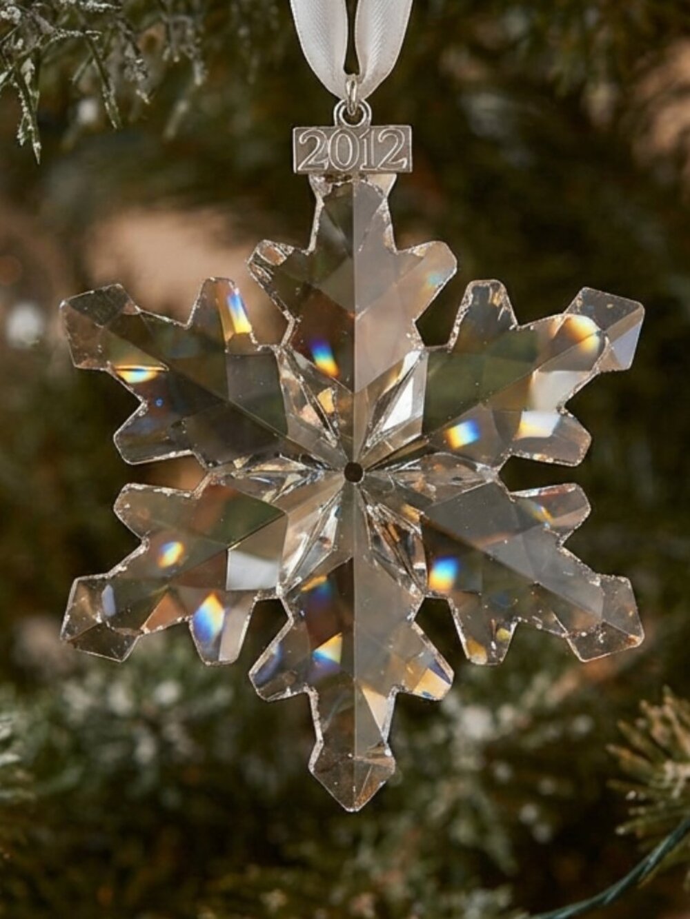 Swarovski 2012 Crystal Snowflake Christmas Tree Ornament with Box & certificate